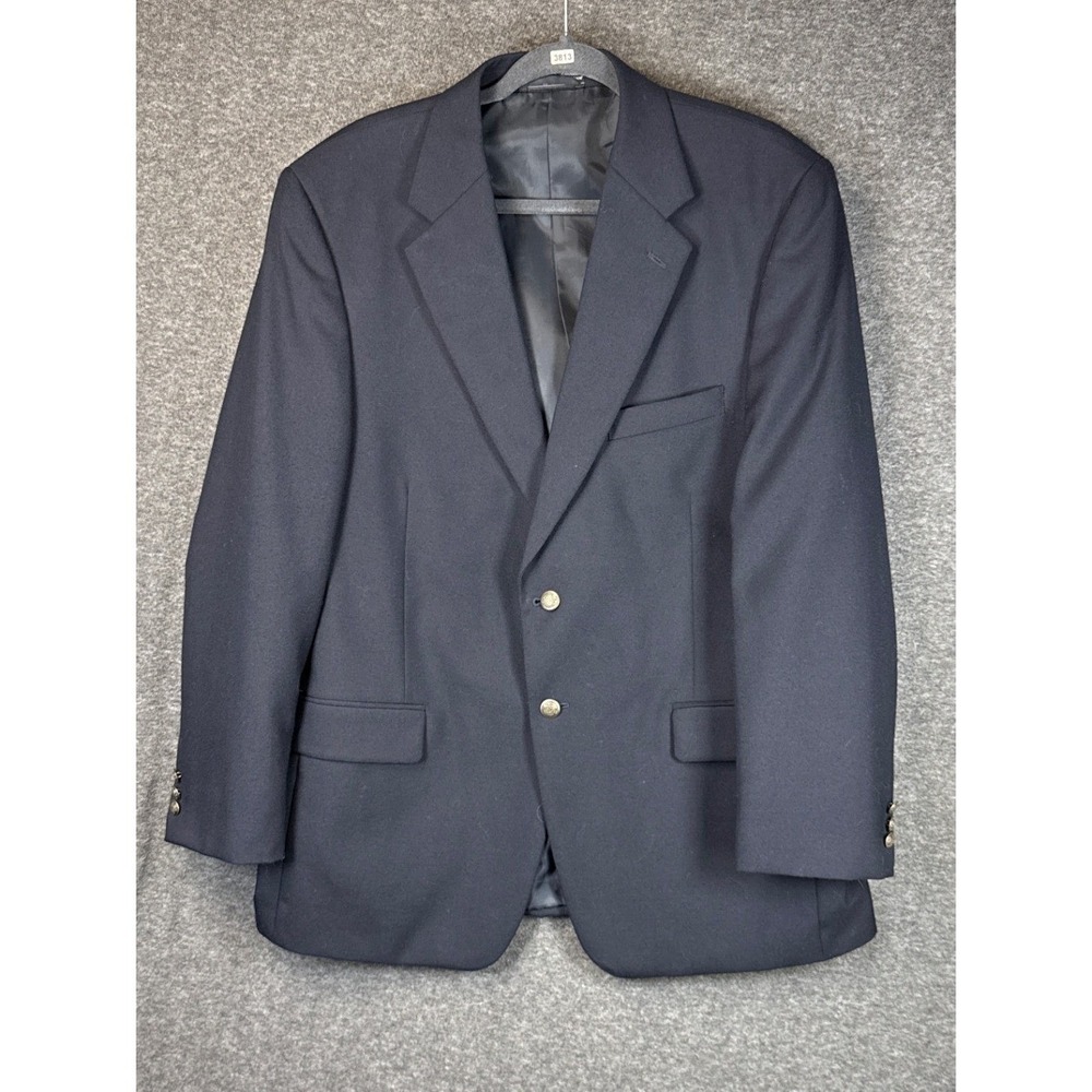 Bert Pulitzer Mens‎ Navy Wool Blend Blazer Sport Coat Size 44R Manager Business